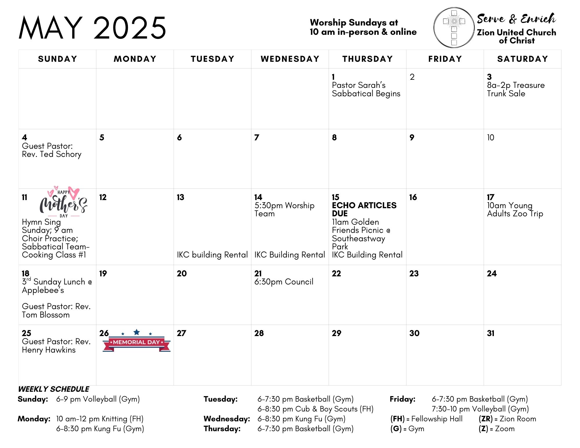 May 2025 ECHO Calendar